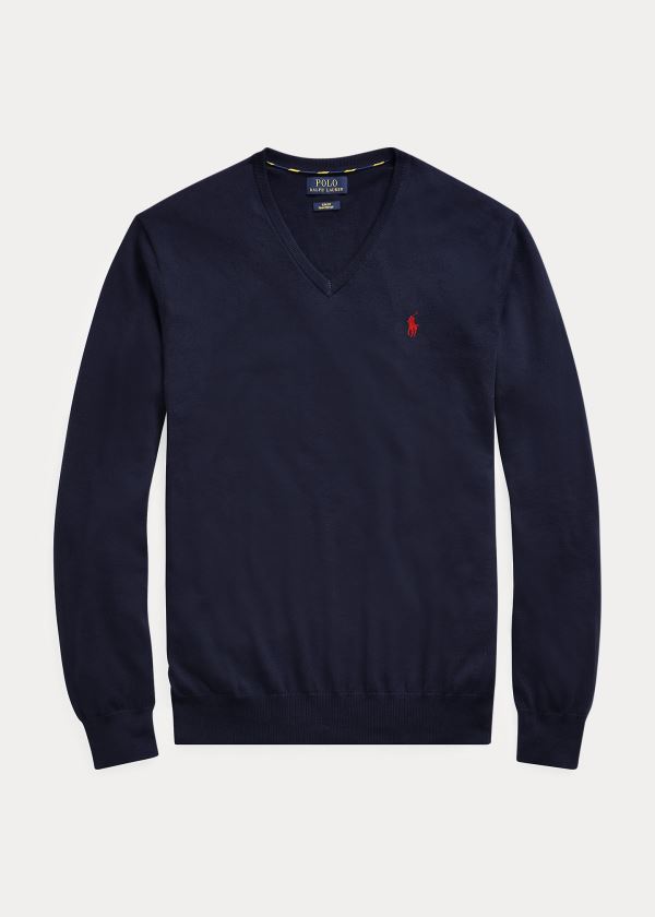 Polo Ralph Lauren Cotton V-Neck Striktrøje Herre Danmark (CIQDW9215)